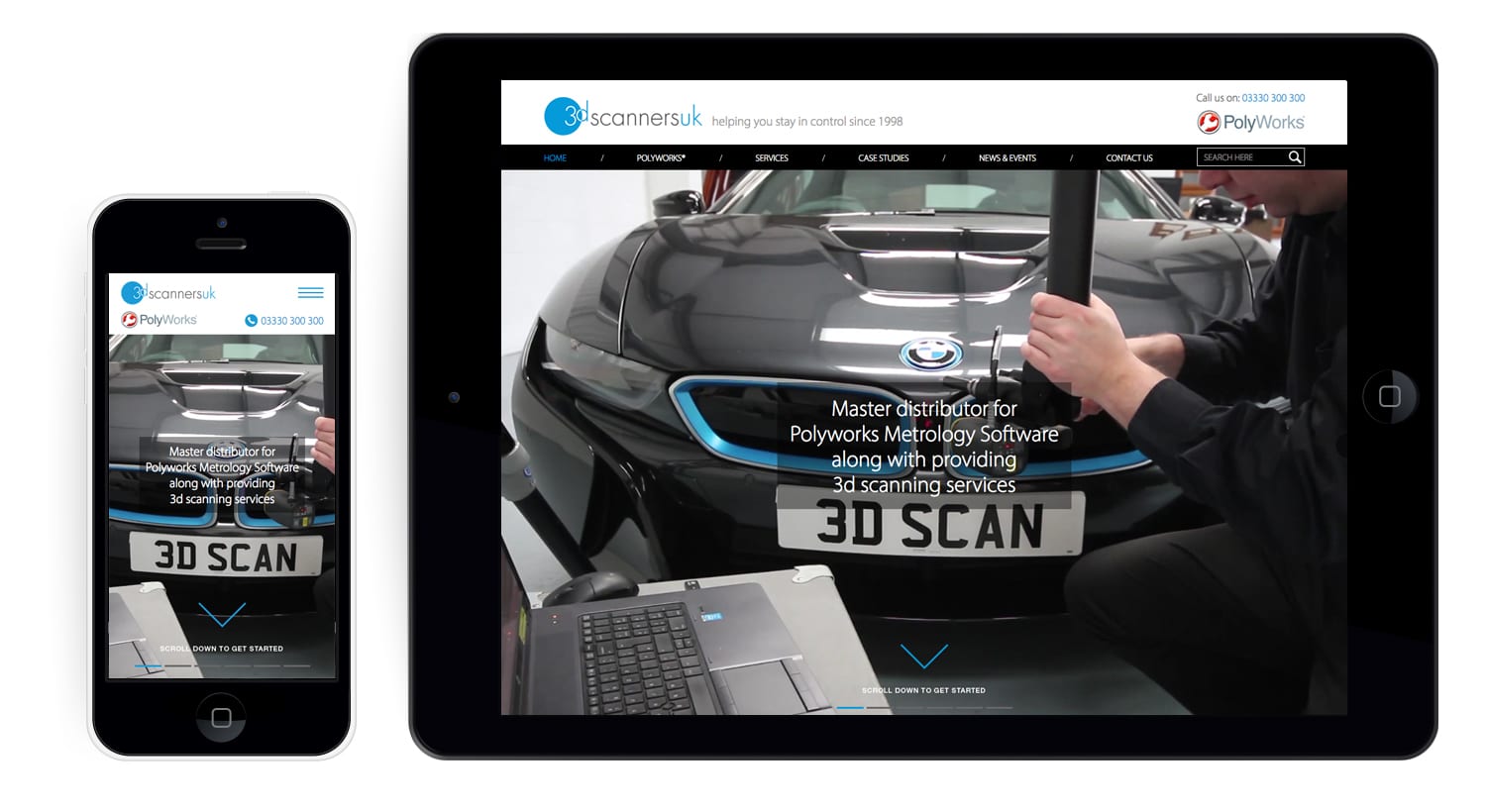 3D Scanners website tablet and phone layout