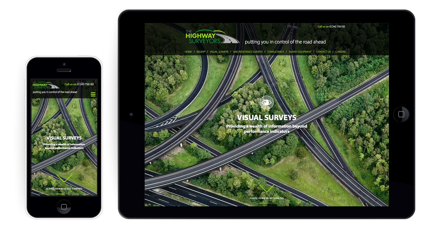 Highway Surveyors Website tablet and phone layout