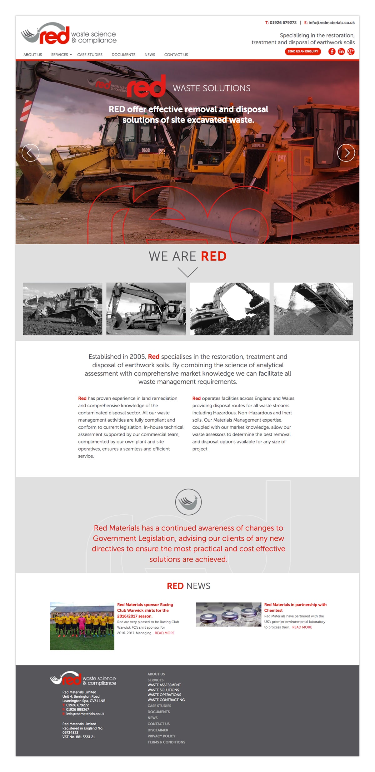 Red Materials full page website