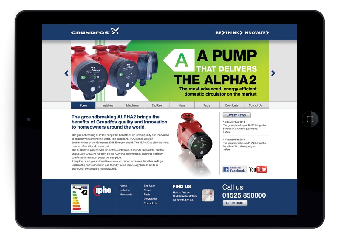 Grundfos alpha2 Website Tablet Layout