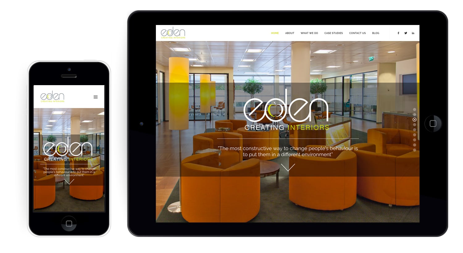 Eden Interiors Website tablet and phone layout