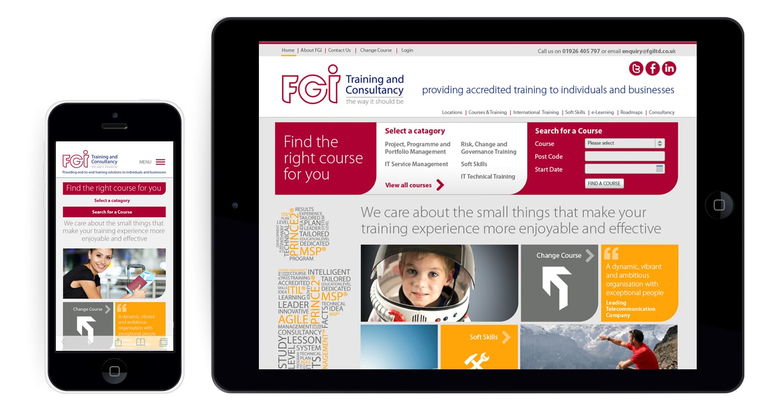 FGI Website tablet and phone layout